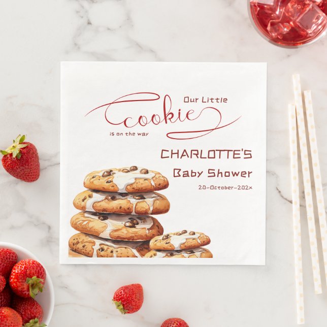 Serviette En Papier Our Little Cookie Is On The Way Cute Baby Shower (En situation)