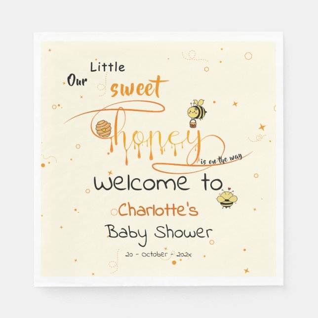 Serviette En Papier Our Little Sweet Honey Is On The Way Baby Shower (Devant)