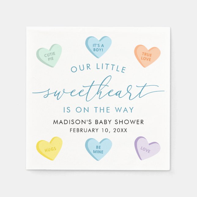 Serviette En Papier Our Little Sweetheart Candy Hearts Baby Shower (Devant)