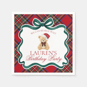 Serviette En Papier Ours à carreaux tartan rouge pour fête d'anniversa