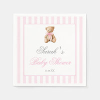 Ours à rayures roses Baby Shower Fille