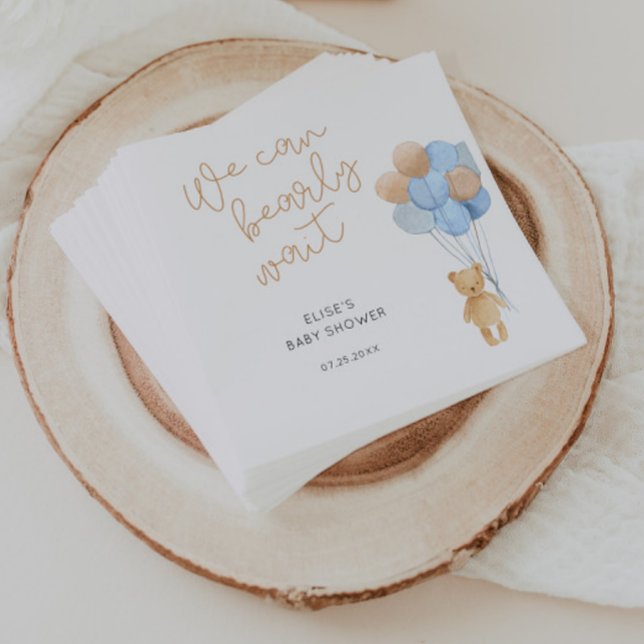 Serviette En Papier Ours avec Bleu et Ballons Tan (Créateur téléchargé)