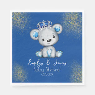 Serviette En Papier Ours Baby shower Prince Sparkly Blue Boys