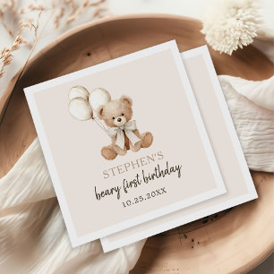 Serviette En Papier Ours Boho Beary Première Fête de 1 an