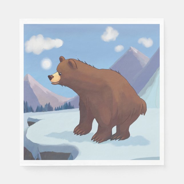 Serviette En Papier Ours brun dans les montagnes (Devant)