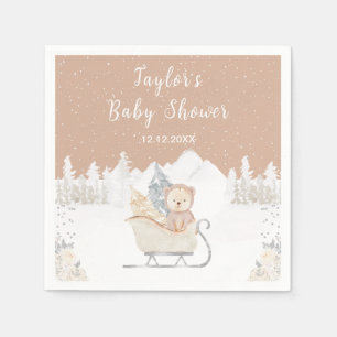 Serviette En Papier Ours Brun Traîneau d'Hiver Baby Shower