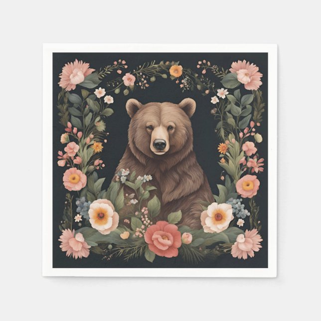 Serviette En Papier Ours Cottagecore (Devant)