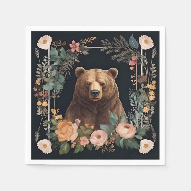 Serviette En Papier Ours cottagecore (Devant)