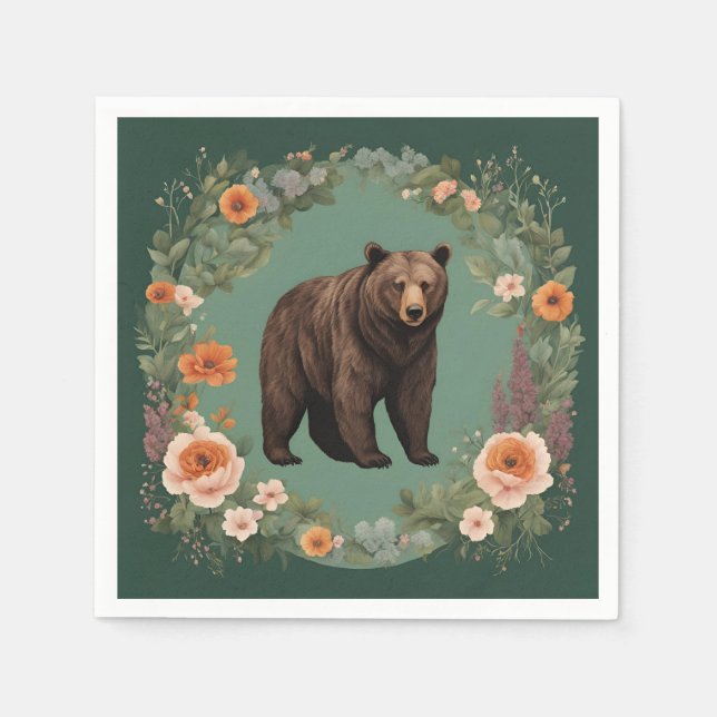Serviette En Papier Ours Cottagecore (Devant)