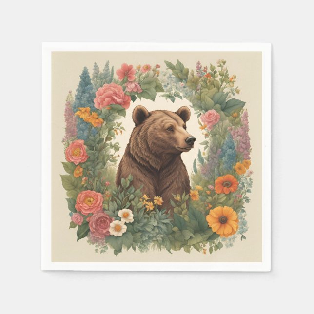 Serviette En Papier Ours Cottagecore (Devant)