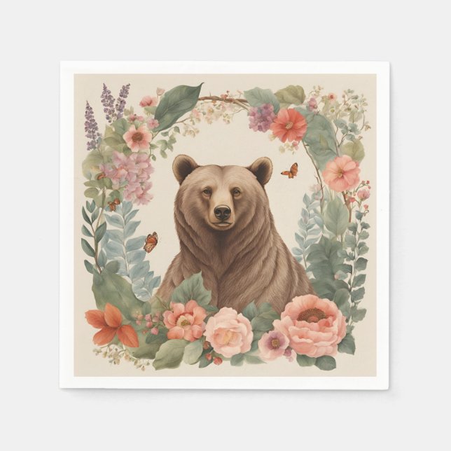 Serviette En Papier Ours cottagecore (Devant)