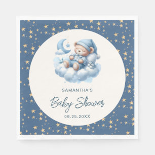 Serviette En Papier Ours couché nuage & étoiles bleu garçon baby showe