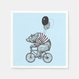 Serviette En Papier Ours de bicyclette de ballon