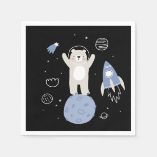 Serviette En Papier Ours De Cartoon Mignonne Dans L'Espace
