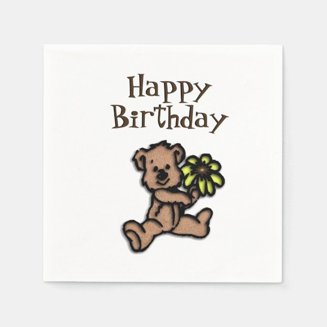 Serviette En Papier Ours de marguerite rustique Anniversaire (Devant)