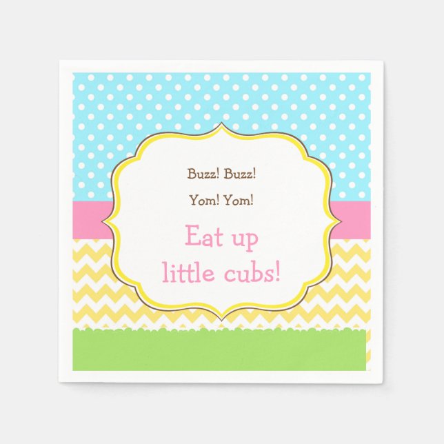 Serviette En Papier Ours de miel et abeille bourde Anniversaire (Devant)