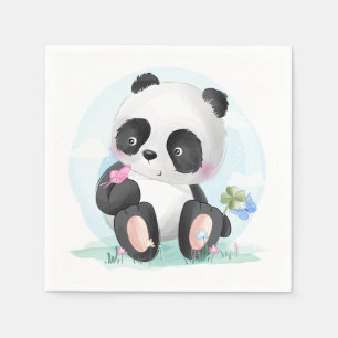 Serviette En Papier Ours de panda aquarelle