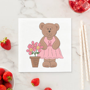 Serviette En Papier Ours de sensibilisation au cancer du sein en robe 