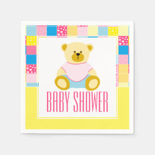 Serviette En Papier Ours d'or en écaille, Baby shower