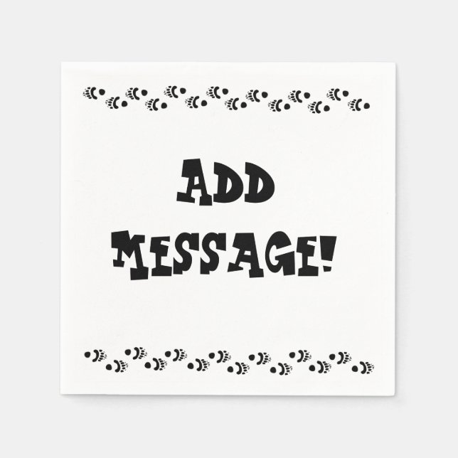 Serviette En Papier Ours Empreintes de pattes, Ajouter un message! (Devant)