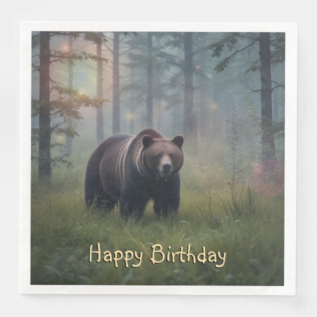 Serviette En Papier Ours en Forêt Magique (Devant)
