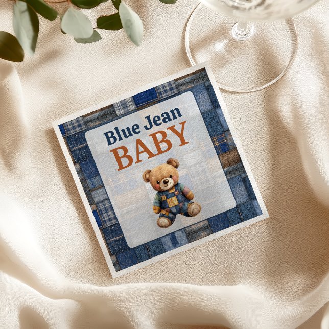 Serviette En Papier Ours en jean rustique patchwork pour Baby Shower (Créateur téléchargé)