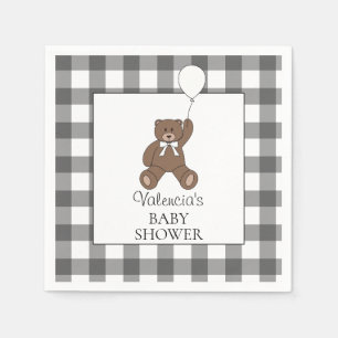Serviette En Papier Ours en peluche à carreaux Buffalo noir Baby Showe