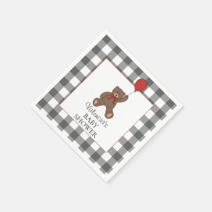 Serviette En Papier Ours en peluche à motif rouge, noir et blanc pour 