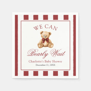 Serviette En Papier Ours en peluche à ruban rouge We Can Bearly Wait B