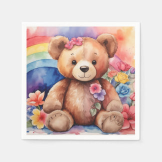 Serviette En Papier Ours en peluche avec arc-en-ciel
