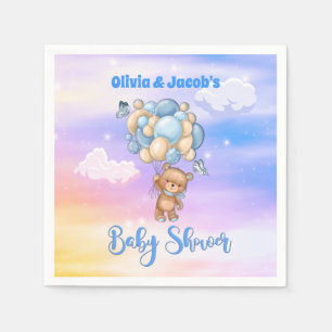 Serviette En Papier Ours en peluche bleu pour la fête de naissance d'u