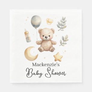 Serviette En Papier Ours en peluche céleste Baby Shower aquarelle