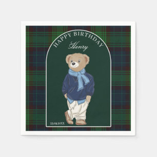 Serviette En Papier Ours en peluche classique carreau fête d'anniversa