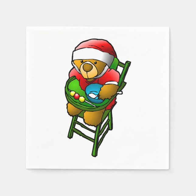Serviette En Papier Ours en peluche de Noël (Devant)