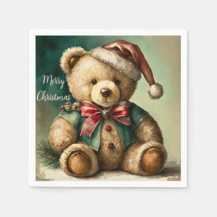 Serviette En Papier Ours en peluche de Noël Vintage