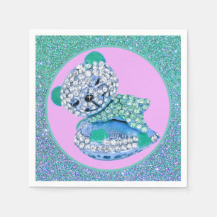 Serviette En Papier Ours en peluche dormir beauté diamant rose mignon