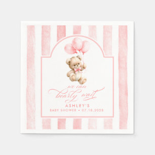 Serviette En Papier Ours en peluche élégant rayures roses douces Baby