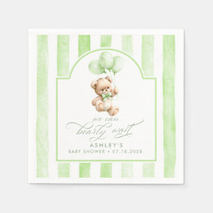 Serviette En Papier Ours en peluche élégant rayures vertes douces Baby