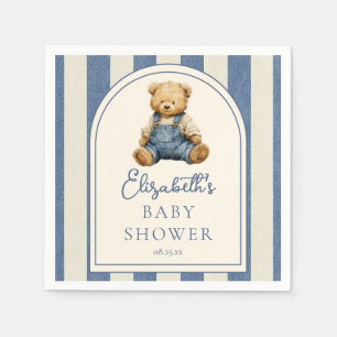 Serviette En Papier Ours en peluche en denim pour Baby Shower