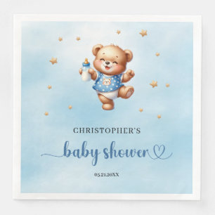 Serviette En Papier Ours en peluche mignon avec baby shower garçon bou