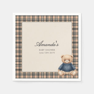 Serviette En Papier Ours en peluche Polo élégant Luxe Baby Shower Beig