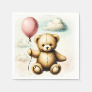 Serviette En Papier Ours en peluche rose ballon à peine attendre la Ba