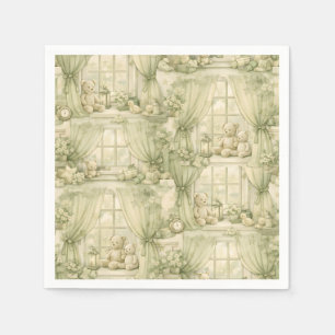 Serviette En Papier Ours en peluche salle neutre de nurserie motif bei
