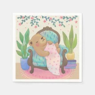 Serviette En Papier Ours en peluche sur illustration de fauteuil vinta