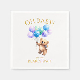 Serviette En Papier Ours en peluche tenant des ballons flottant