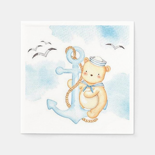 Serviette En Papier Ours marin mignon (Devant)