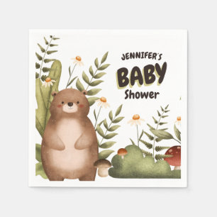 Serviette En Papier Ours mignon en bois Baby shower de serviette blanc
