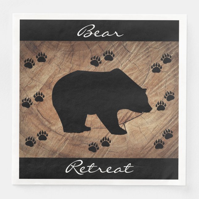 Serviette En Papier Ours Noir Et Paniers Ours (Devant)