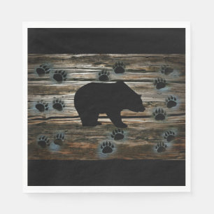 Serviette En Papier Ours Noir Ours Noir Pâtes Bois Rustique