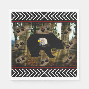 Serviette En Papier Ours Noir Ourson Ourson Ourson Ours Empreintes de